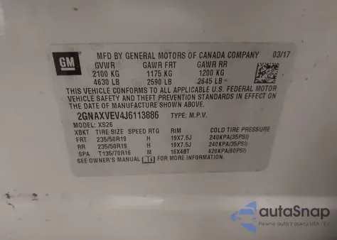 2018 Chevrolet Equinox Premier from USA, damaged, VIN 2GNAXVEV4J6113886